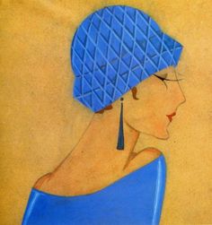 1920年代Lanvin品牌時(shí)裝插畫中出現(xiàn)的長耳環(huán)