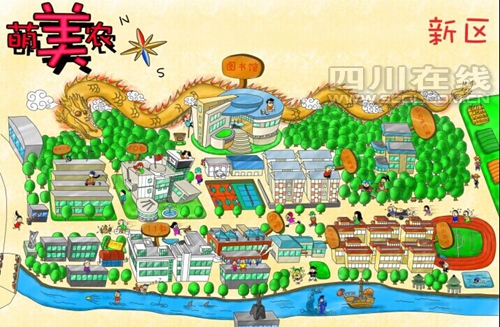 學長手繪萌版校園地圖 卡通人物帶你"逛"川農 學長手繪萌版校園地圖 卡通人物帶你"逛"川農