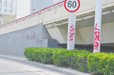 電線桿、立交橋等被噴涂，嚴(yán)重影響了市容。