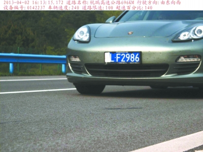 　保時捷飆車被拍瞬間。湖北省高警總隊供圖