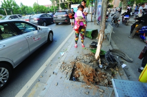 幸虧轎車撞到香樟樹上停了下來,否則后果更嚴(yán)重。