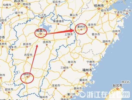 贛州到南昌高速公路400公里左右，南昌到浙江江山高速公路400多公里