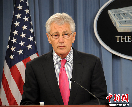 資料圖:華盛頓時(shí)間4月29日,美國(guó)防長(zhǎng)哈格爾與到訪的日本防衛(wèi)大臣小野寺五典舉行會(huì)晤。中新社發(fā) 德永健 攝