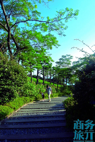 很多父母會(huì)帶著孩子在步行道漫步。