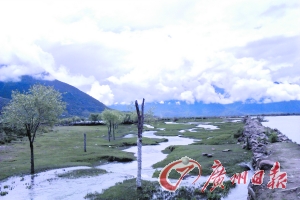 小路的一側(cè)是小溪,另一側(cè)是河流。