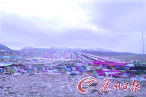 沿途遍地可見(jiàn)的五彩經(jīng)幡。