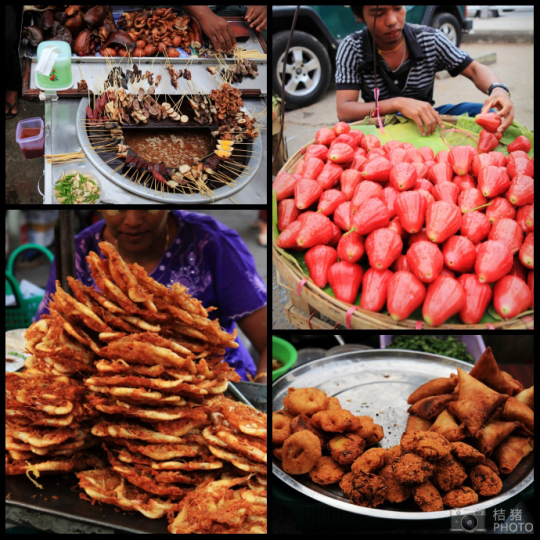 緬甸，繽紛的街邊平民小吃