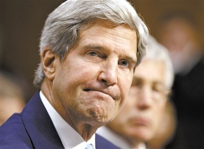 3日，克里在參院聽證會上。