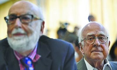 比利時(shí)科學(xué)家恩勒特（左）和英國科學(xué)家希格斯（右）有望獲得諾貝爾物理學(xué)獎(jiǎng)。