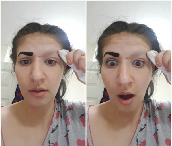 搞笑！女子誤用文眉藥劑導(dǎo)致眉毛不翼而飛