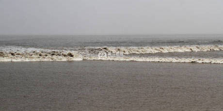 浙江海寧錢塘因超級(jí)月亮現(xiàn)壯觀交叉潮