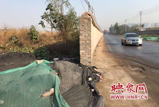 一墻之隔，一邊是道路，一邊是垃圾和荒草，市民質(zhì)疑其為遮羞墻。