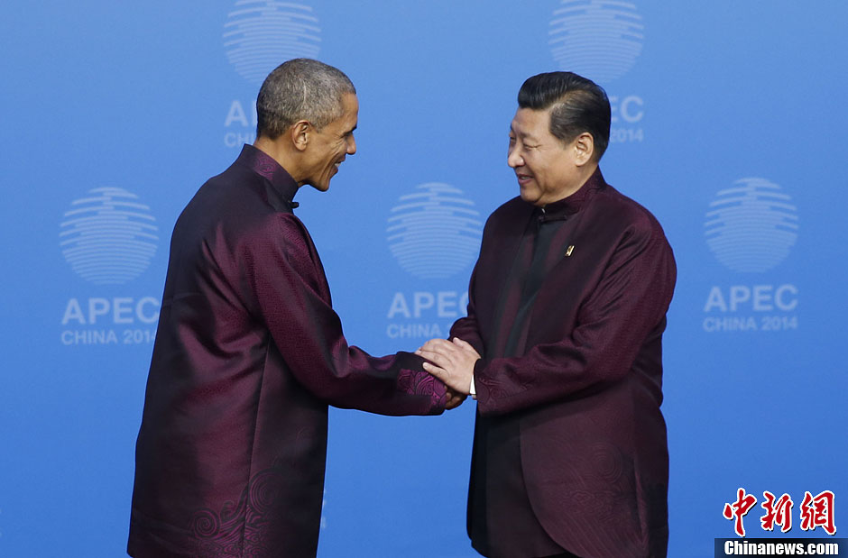 圖為習近平夫婦歡迎美國總統(tǒng)奧巴馬。中新社發(fā) 杜洋 攝