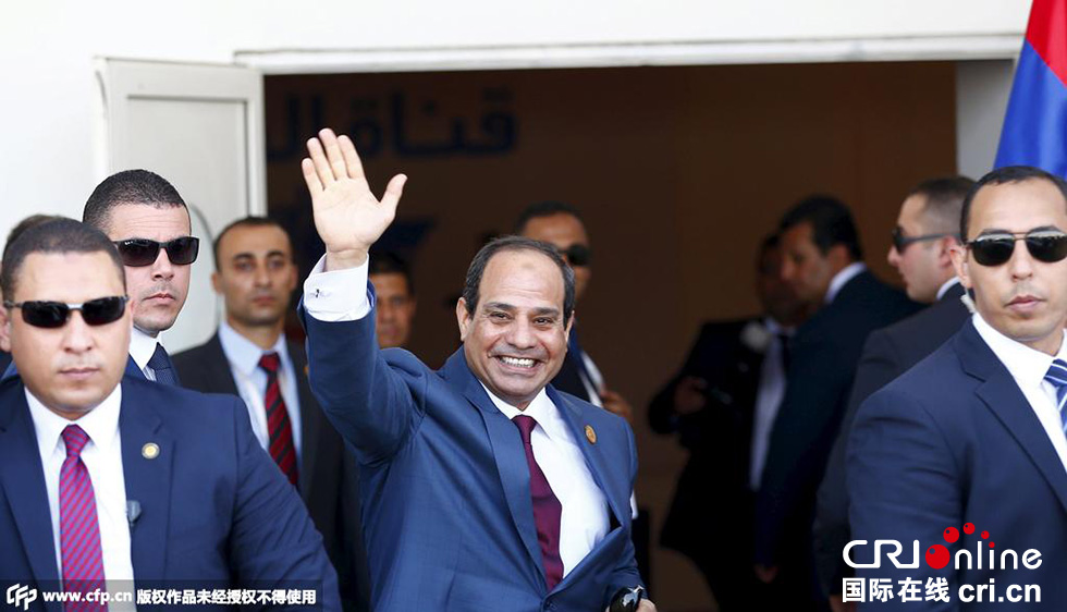 埃及為新蘇伊士運(yùn)河的開(kāi)通舉行盛大的慶祝儀式，埃及總統(tǒng)塞西出席。